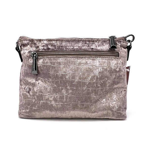 Enzo Angiolini Gael Crossbody Bag Velvet Mocha (Mauve) Bag Gunmetal Croc New NWT - Picture 2 of 8